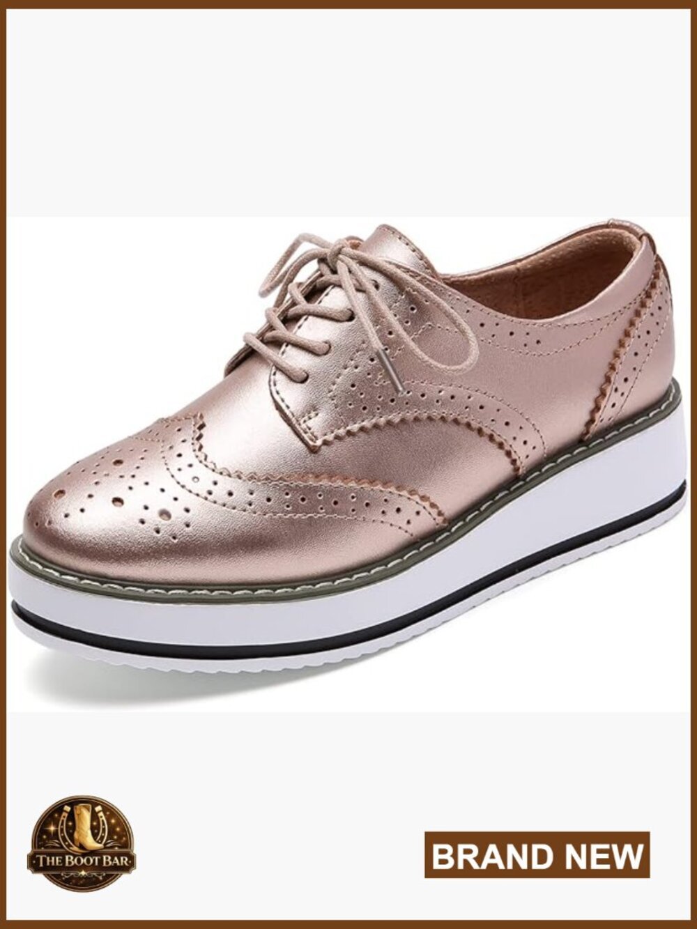Women's Platform Lace-Up Wingtips Square Toe Oxfords Shoes